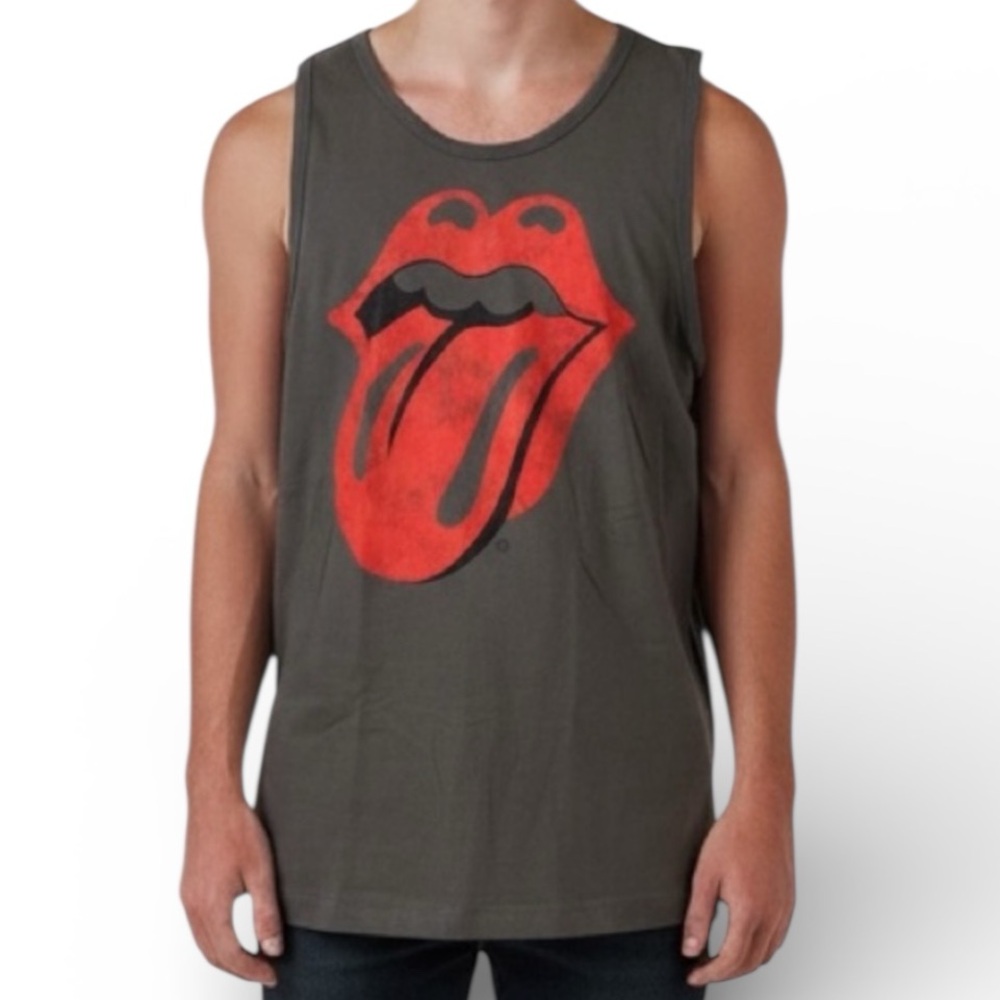 Rolling Stones Distressed Tongue Tank Top Gray Size Small NWT